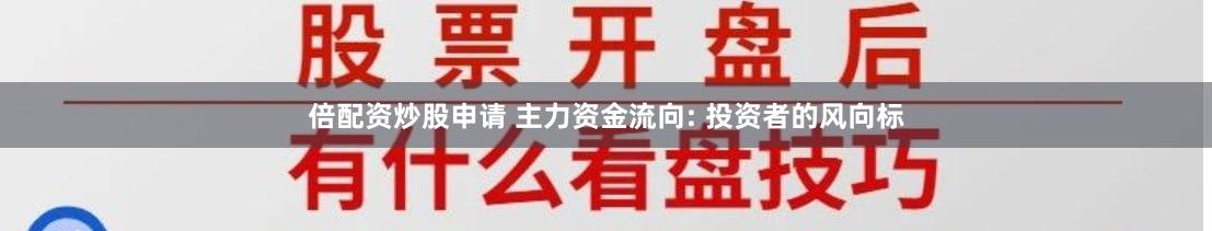 倍配资炒股申请 主力资金流向: 投资者的风向标