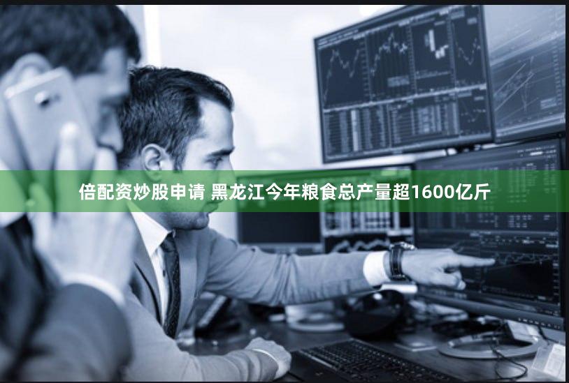 倍配资炒股申请 黑龙江今年粮食总产量超1600亿斤